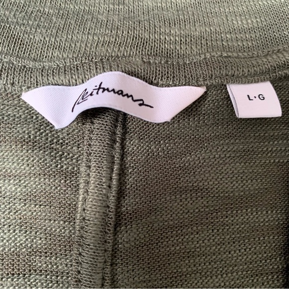 Women's Slub Knit Cropped Cardigan Military Green Size Large 3/4 Length Sleeves - Picture 7 of 9